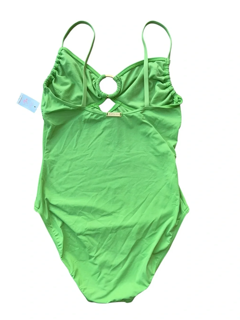 Michael Kors Vintage Green Goldtone Branded Logo Ring Swimsuit Size 14